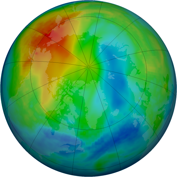 Arctic ozone map for 01 December 1993